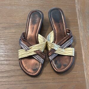 Women's Elegant Brown and Gold Sandals